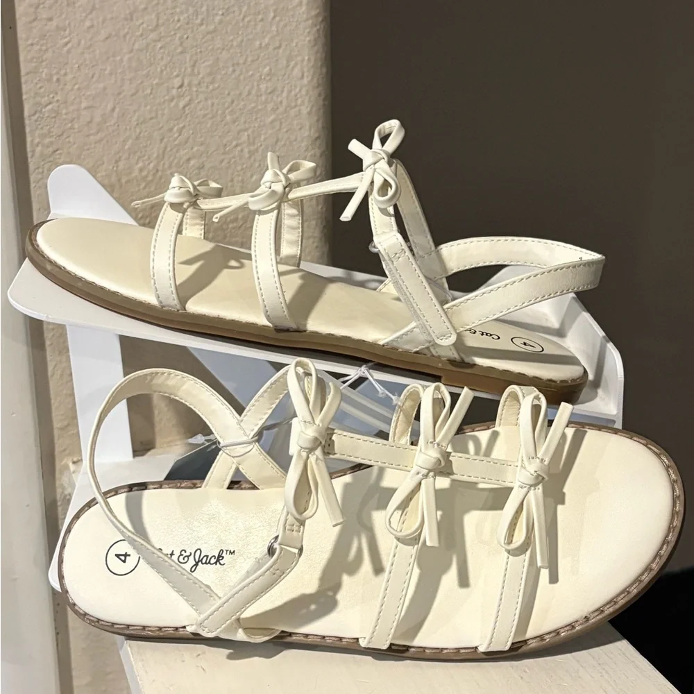 Kids' Aria Bow Sandals Cream - Cat & Jack - Girl Multiple Youth Sizes
